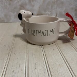 Rae Dunn : "Christmastime" Ceramic latte Mug with Snoopy Accent